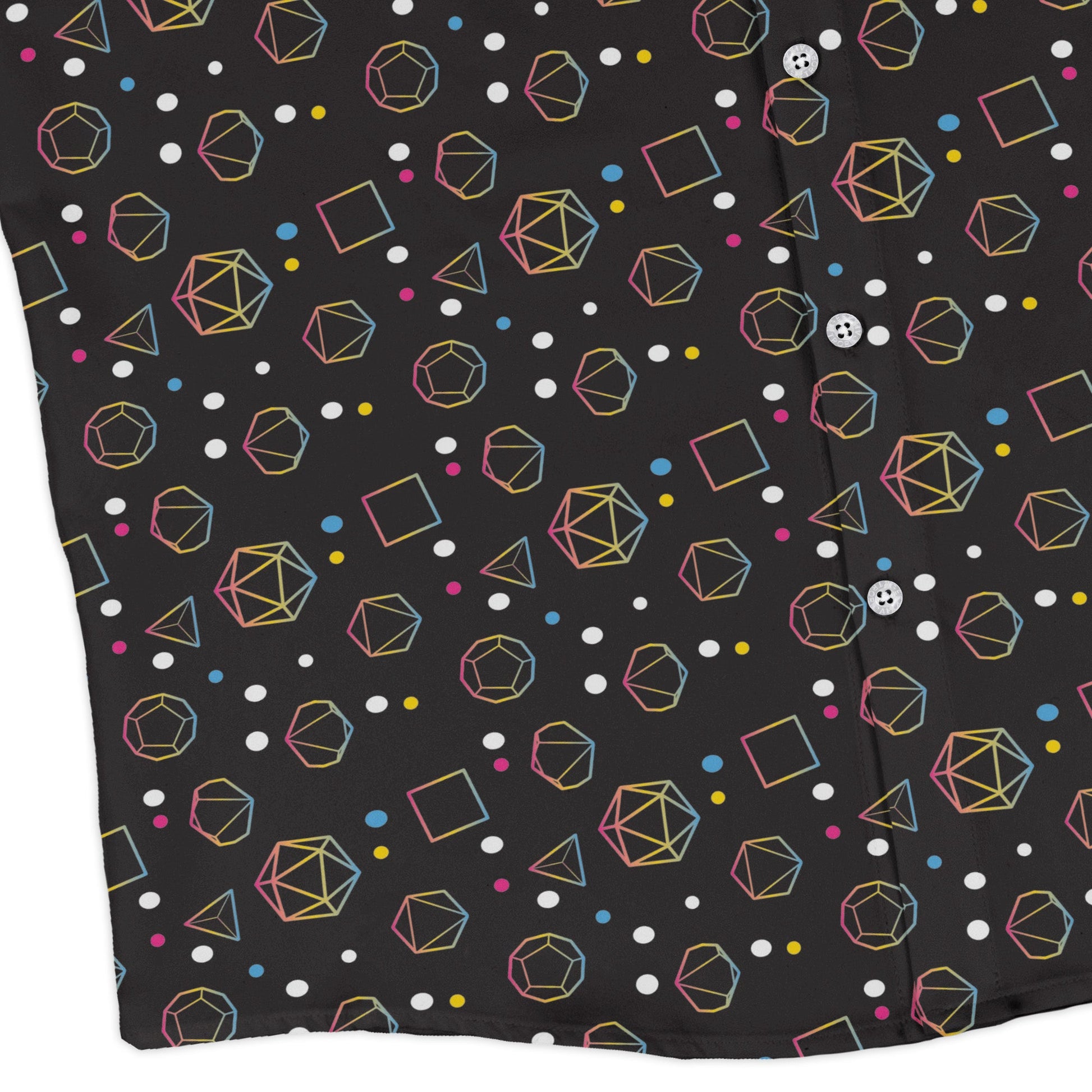 Pansexual Pride Flag Dnd Dice Long Sleeve Button Up Shirt Geek Nerd adult sizing Design by Heather Davenport dnd & rpg print