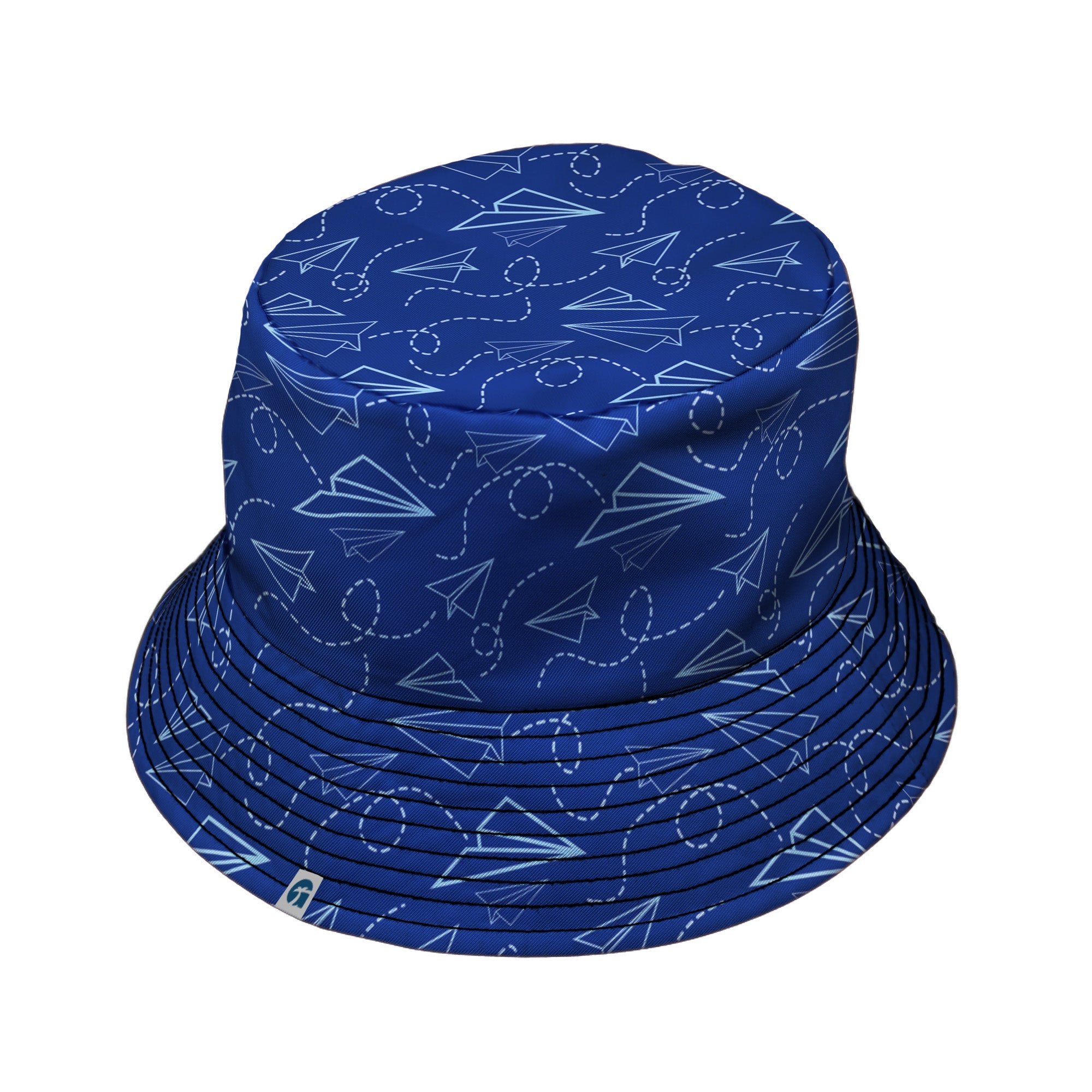 Paper Airplanes Blue Bucket Hat Geek Nerd 0925 aviation print Design by Heather Davenport