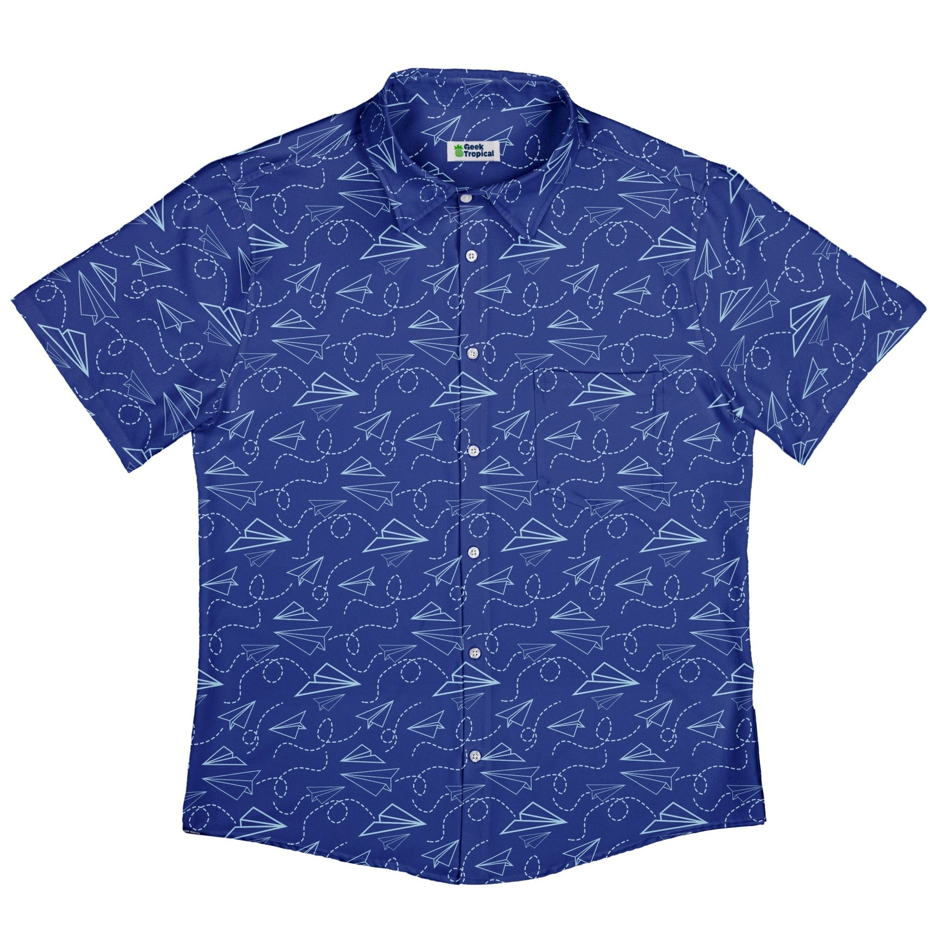 Paper Airplanes Blue Button Up Shirt Geek Nerd 0925 adult sizing All Adult Button Up Shirts