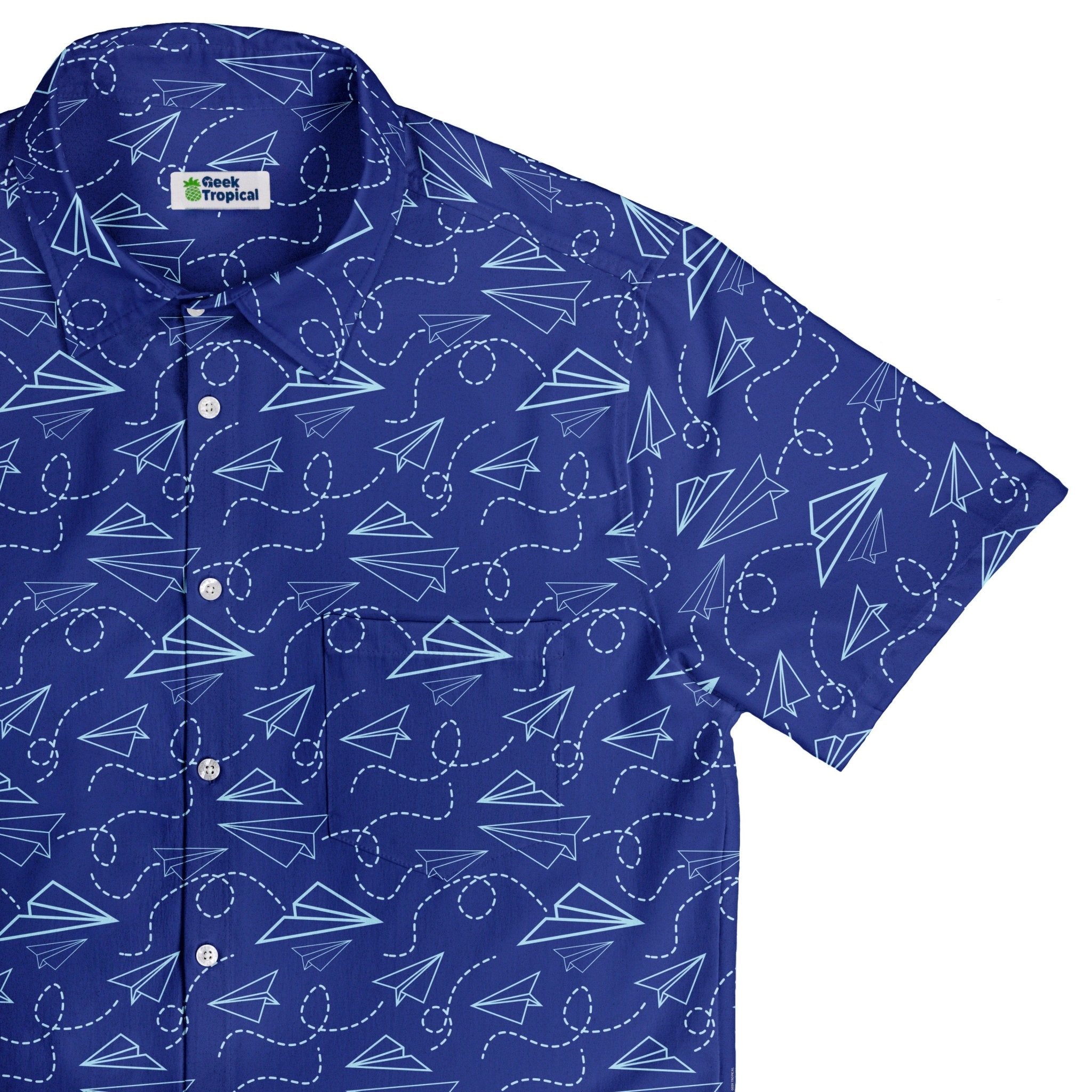 Paper Airplanes Blue Button Up Shirt Geek Nerd 0925 adult sizing All Adult Button Up Shirts
