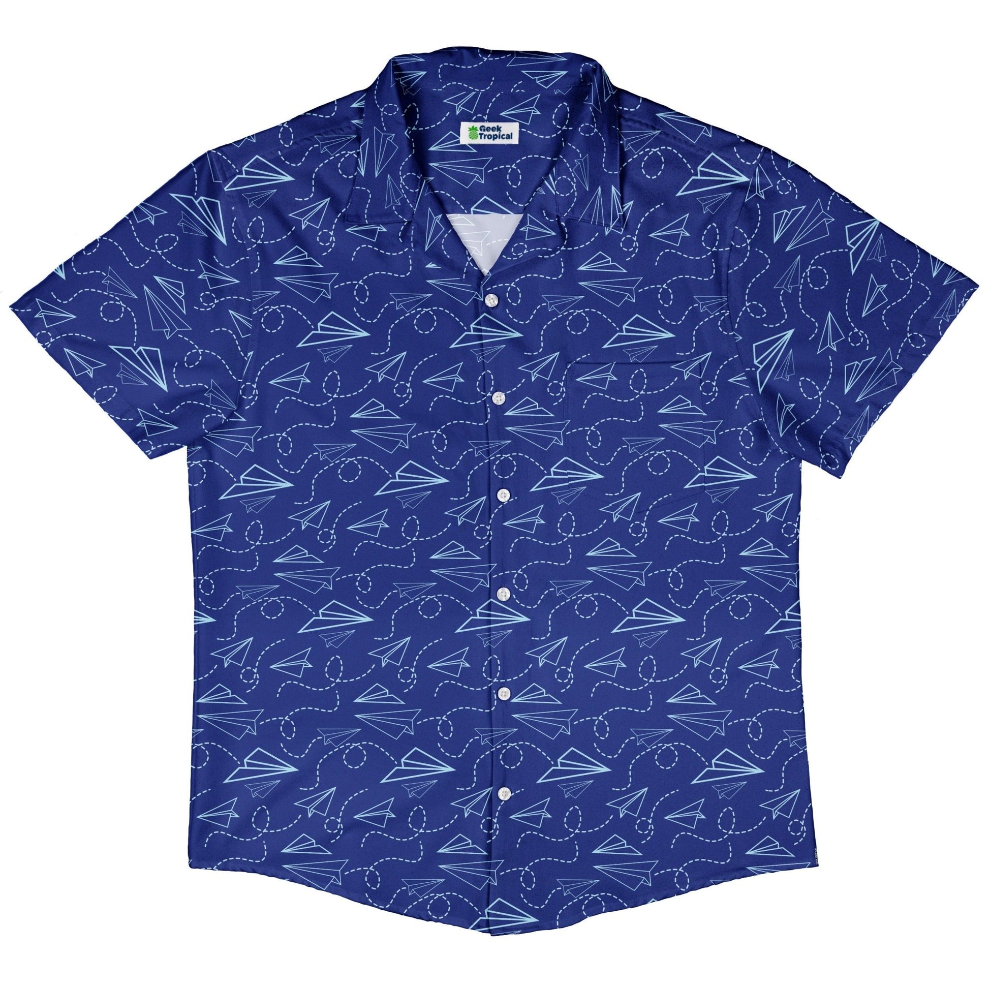 Paper Airplanes Blue Button Up Shirt Geek Nerd 0925 adult sizing All Adult Button Up Shirts