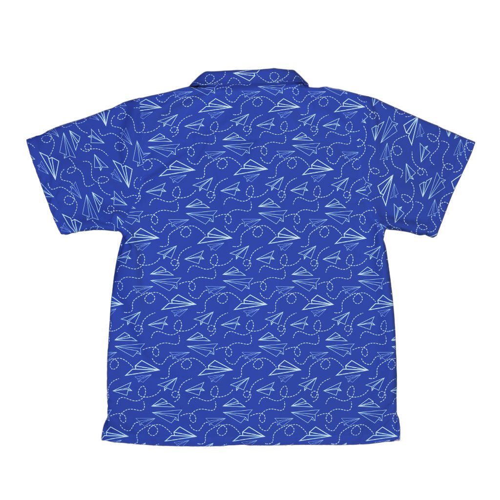 Paper Airplanes Blue Youth Hawaiian Shirt Geek Nerd 0925 aviation print Design by Heather Davenport
