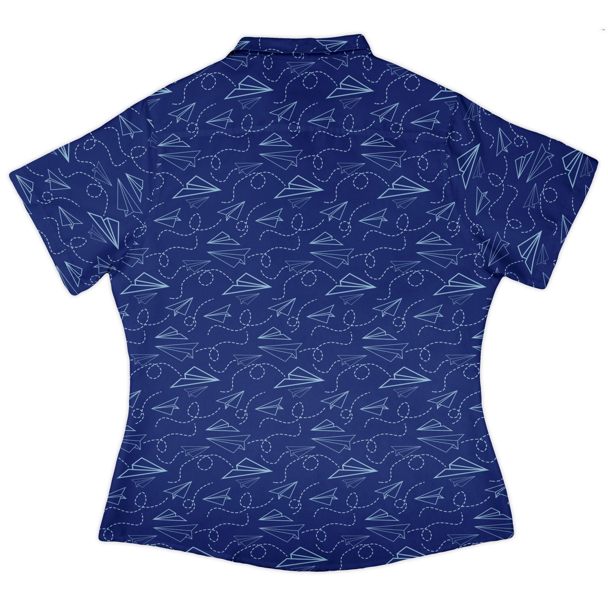Paper Airplanes Blue Curvy Button Up Shirt Geek Nerd 0925 All Adult Button Up Shirts aviation print