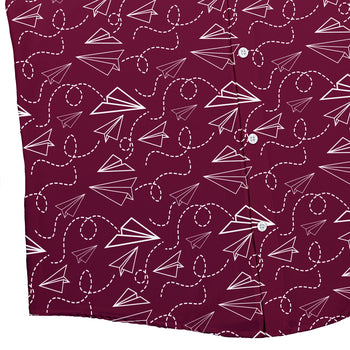 Paper Airplanes Red Button Up Shirt Geek Nerd 0925 adult sizing All Adult Button Up Shirts