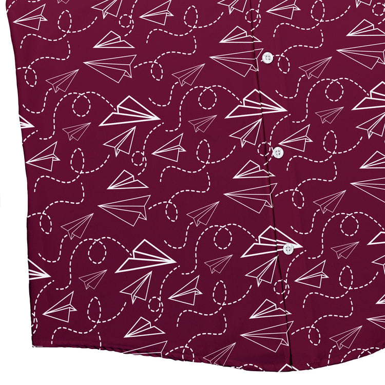 Paper Airplanes Red Button Up Shirt Geek Nerd 0925 adult sizing All Adult Button Up Shirts