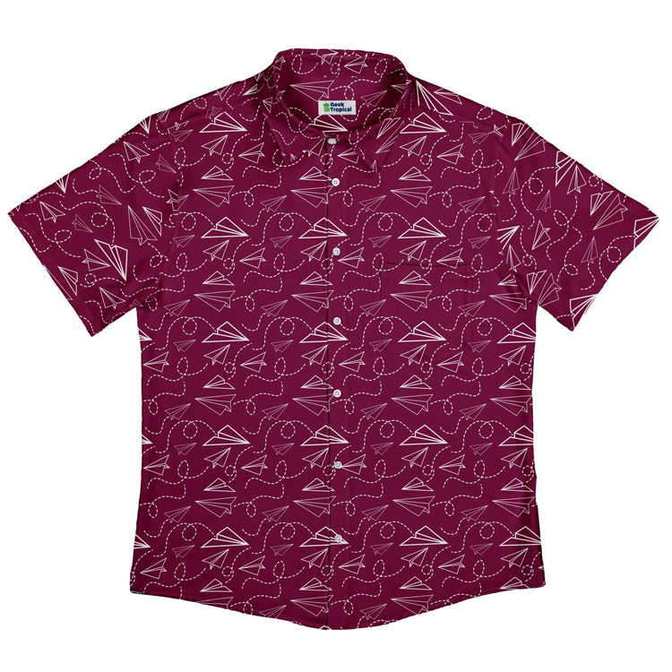 Paper Airplanes Red Button Up Shirt Geek Nerd 0925 adult sizing All Adult Button Up Shirts