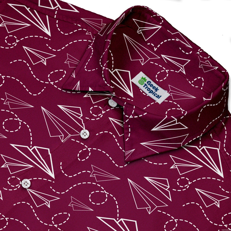 Paper Airplanes Red Button Up Shirt Geek Nerd 0925 adult sizing All Adult Button Up Shirts