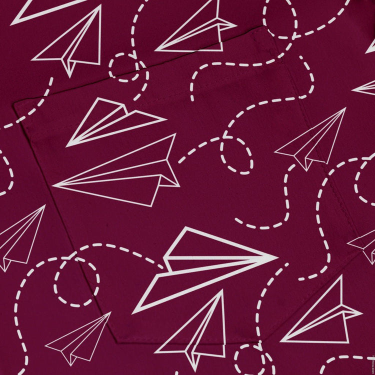 Paper Airplanes Red Button Up Shirt Geek Nerd 0925 adult sizing All Adult Button Up Shirts