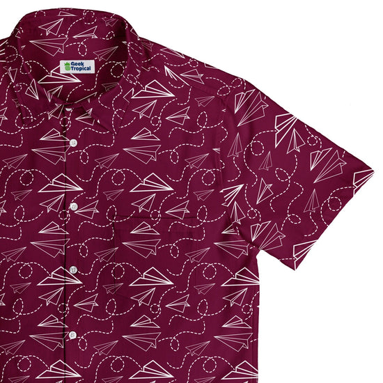 Paper Airplanes Red Button Up Shirt Geek Nerd 0925 adult sizing All Adult Button Up Shirts