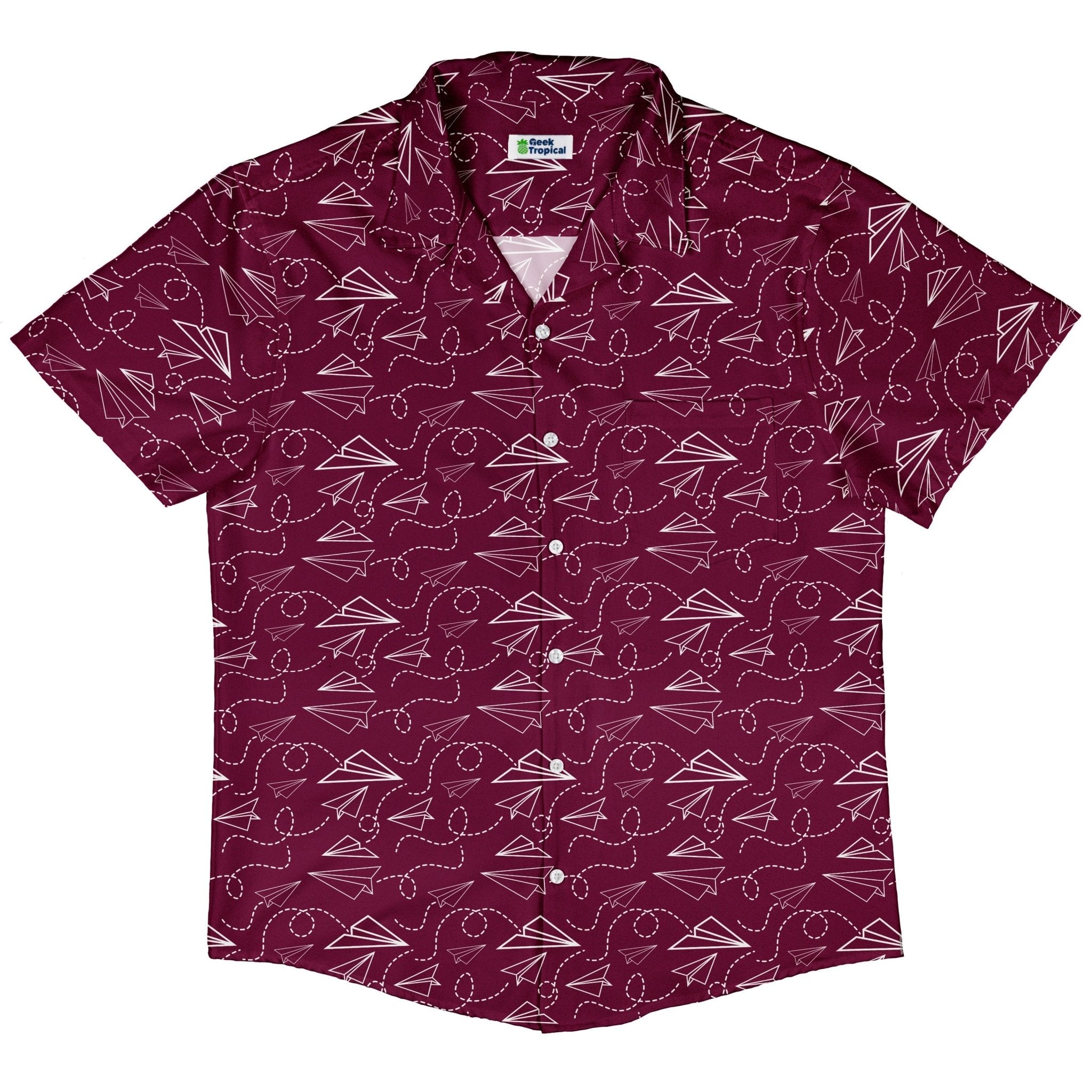 Paper Airplanes Red Button Up Shirt Geek Nerd 0925 adult sizing All Adult Button Up Shirts