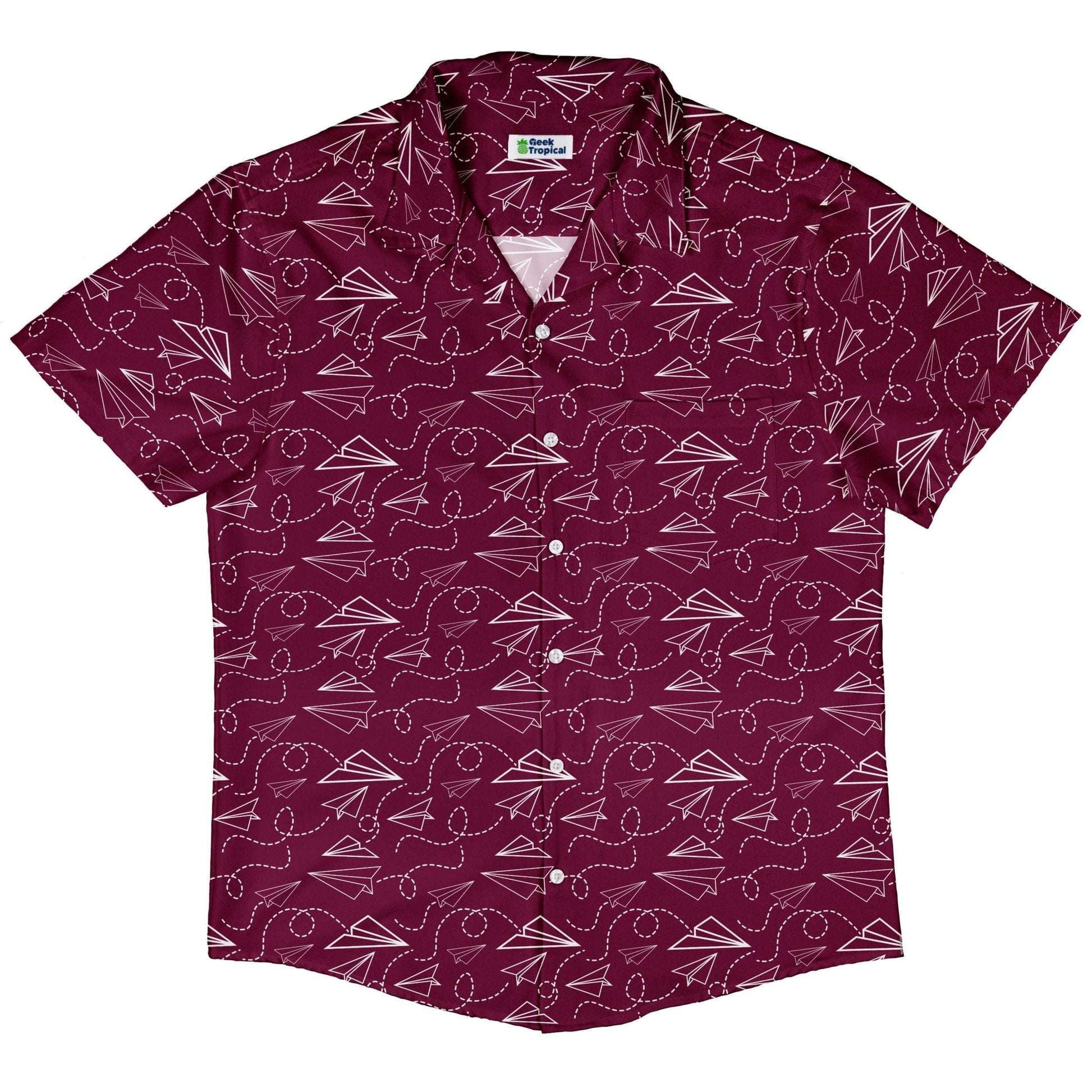 Paper Airplanes Red Button Up Shirt Geek Nerd 0925 adult sizing All Adult Button Up Shirts