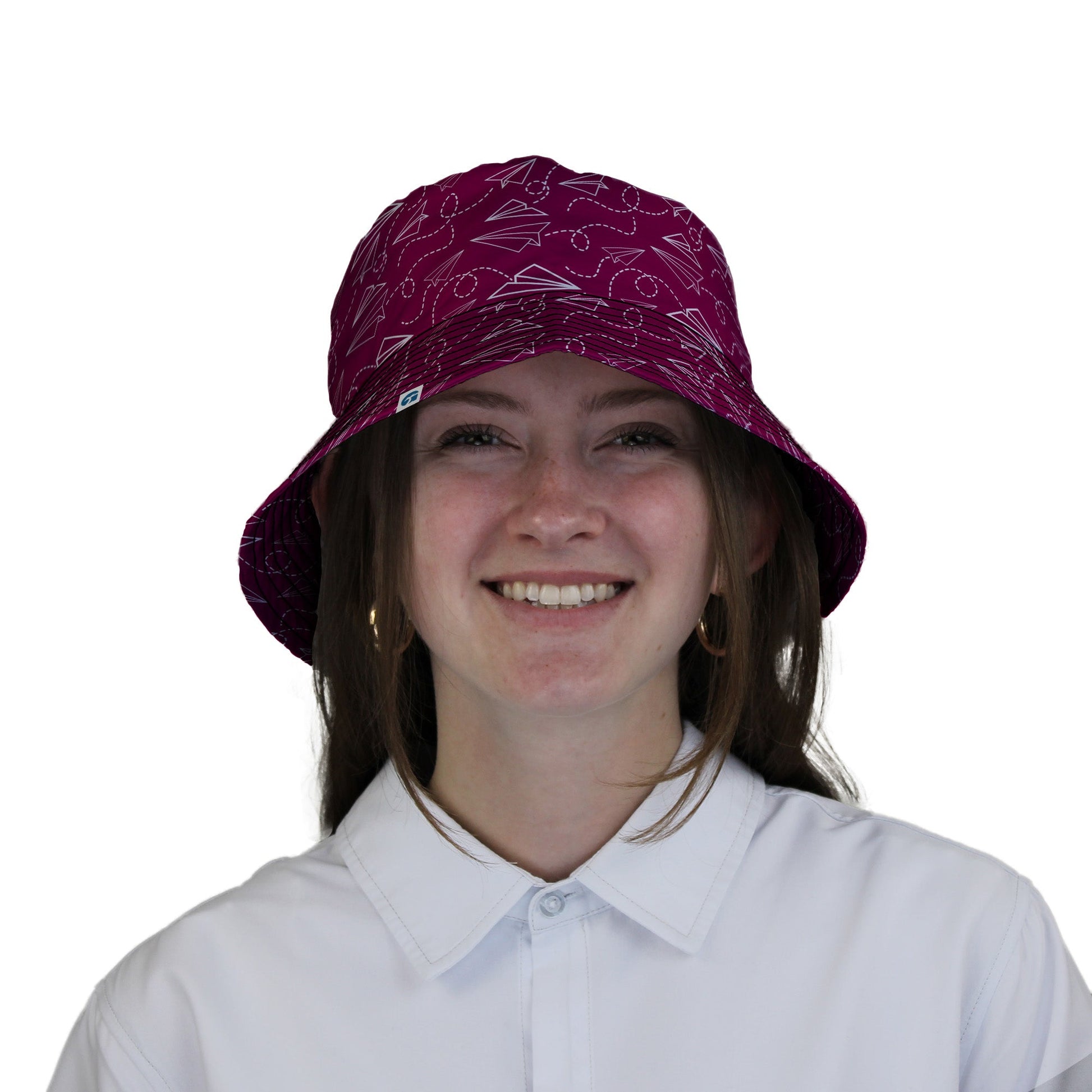 Paper Airplanes Red Bucket Hat Geek Nerd 0925 aviation print Design by Heather Davenport