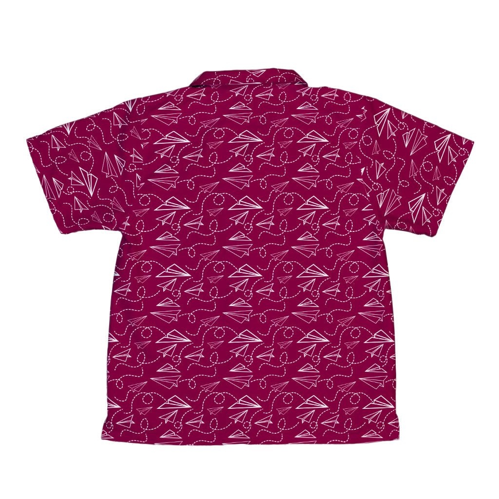 Paper Airplanes Red Youth Hawaiian Shirt Geek Nerd 0925 aviation print Design by Heather Davenport