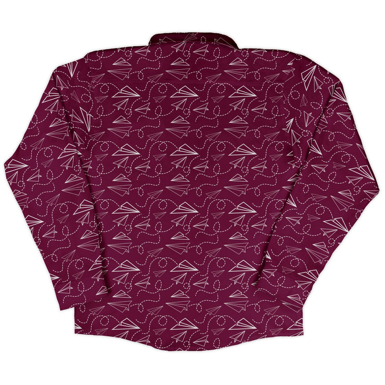 Paper Airplanes Red Long Sleeve Button Up Shirt Geek Nerd 0925 adult sizing All Adult Button Up Shirts