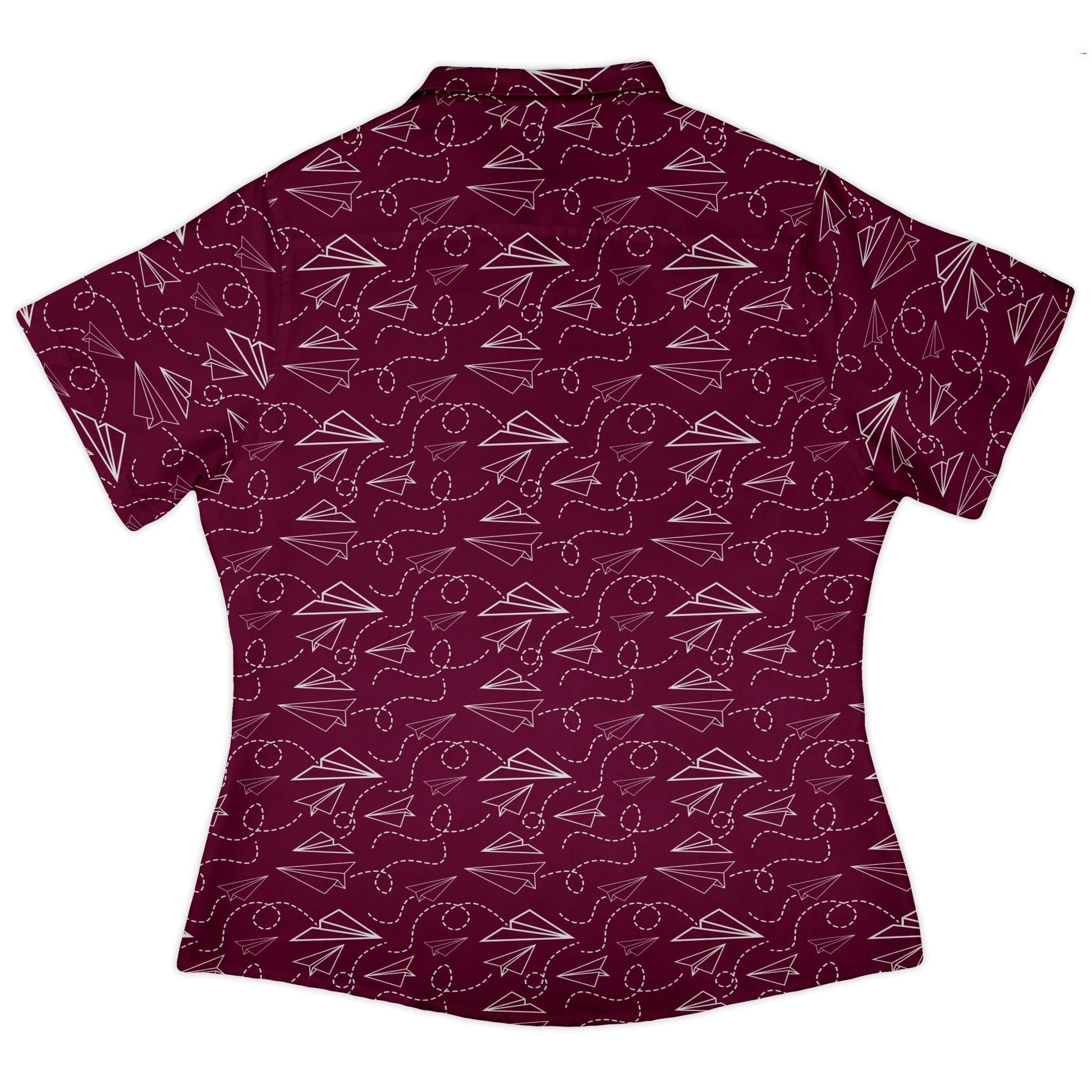 Paper Airplanes Red Curvy Button Up Shirt Geek Nerd 0925 All Adult Button Up Shirts aviation print