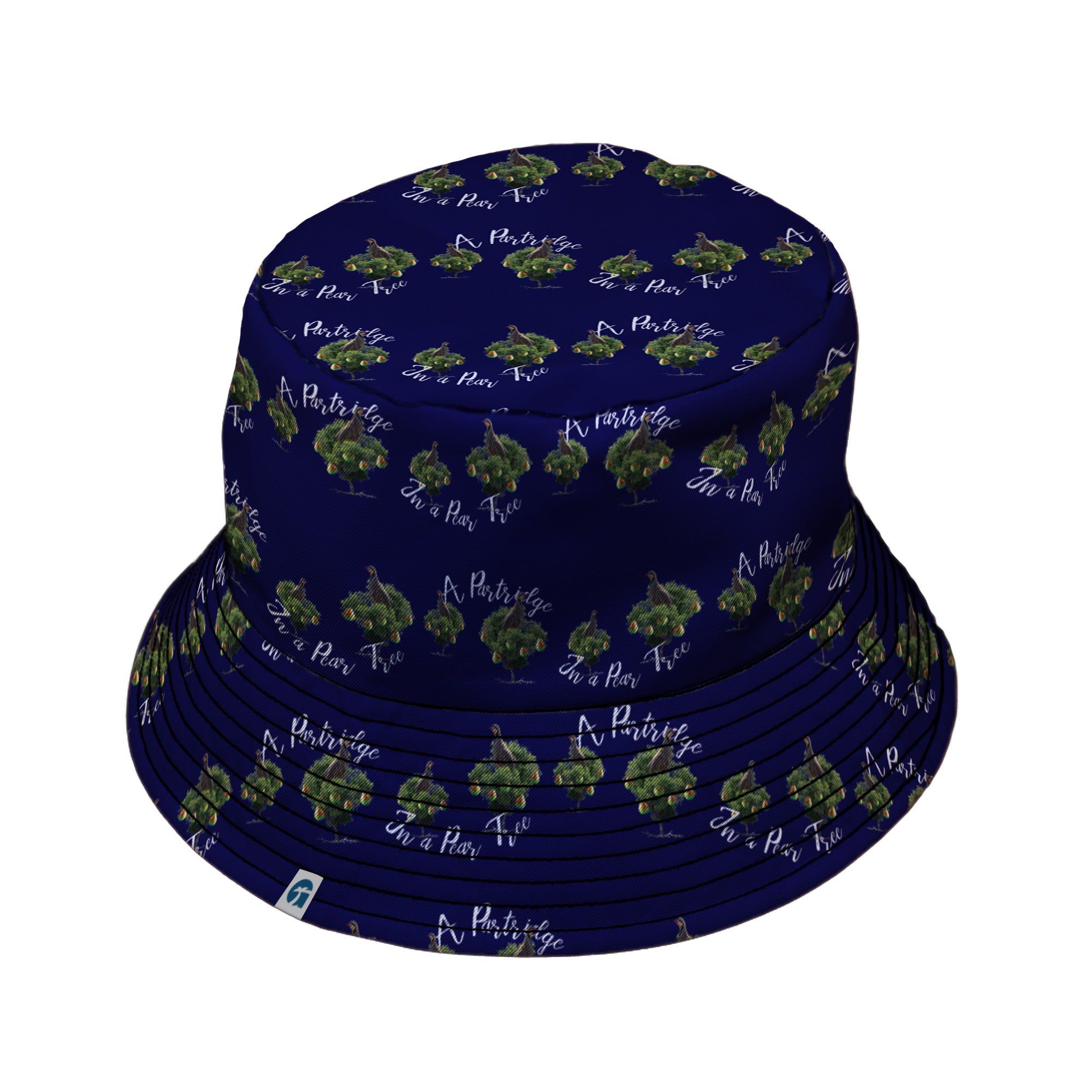 Partridge in a Pear Tree Bucket Hat Black Stitching