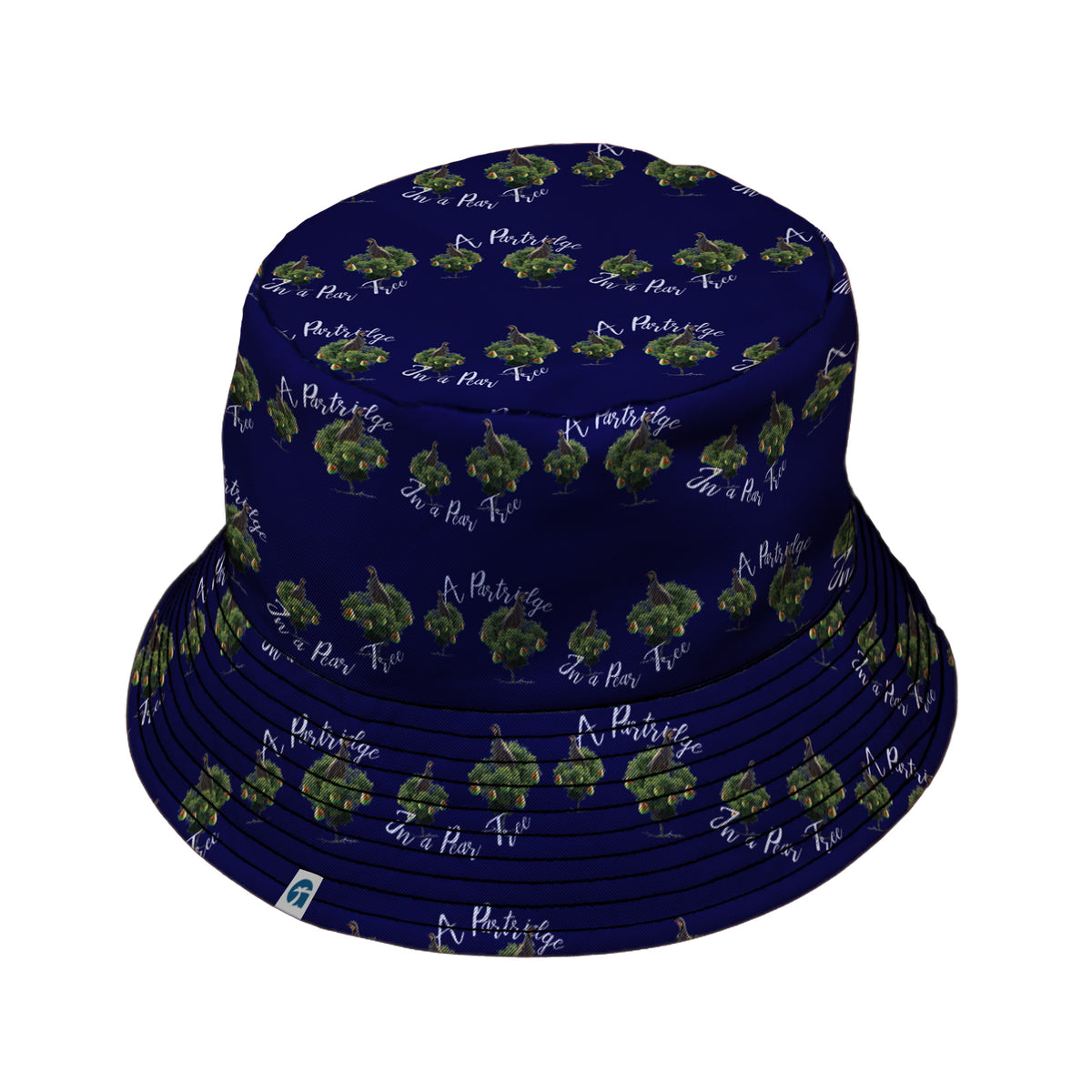 Partridge in a Pear Tree Bucket Hat Black Stitching