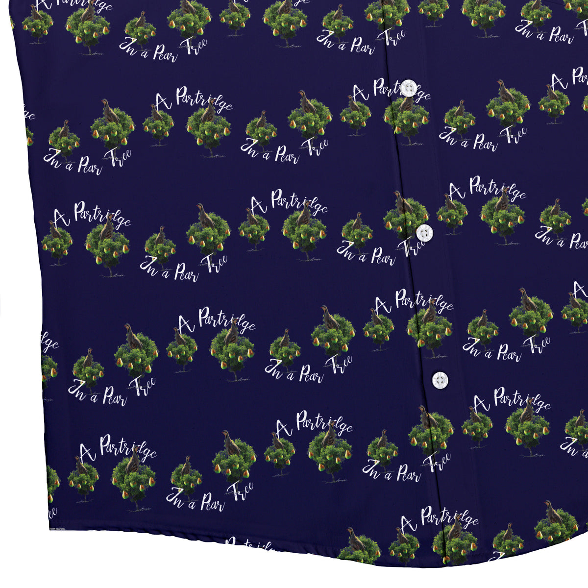 Partridge in a Pear Tree Button Up Shirt Bottom Corner