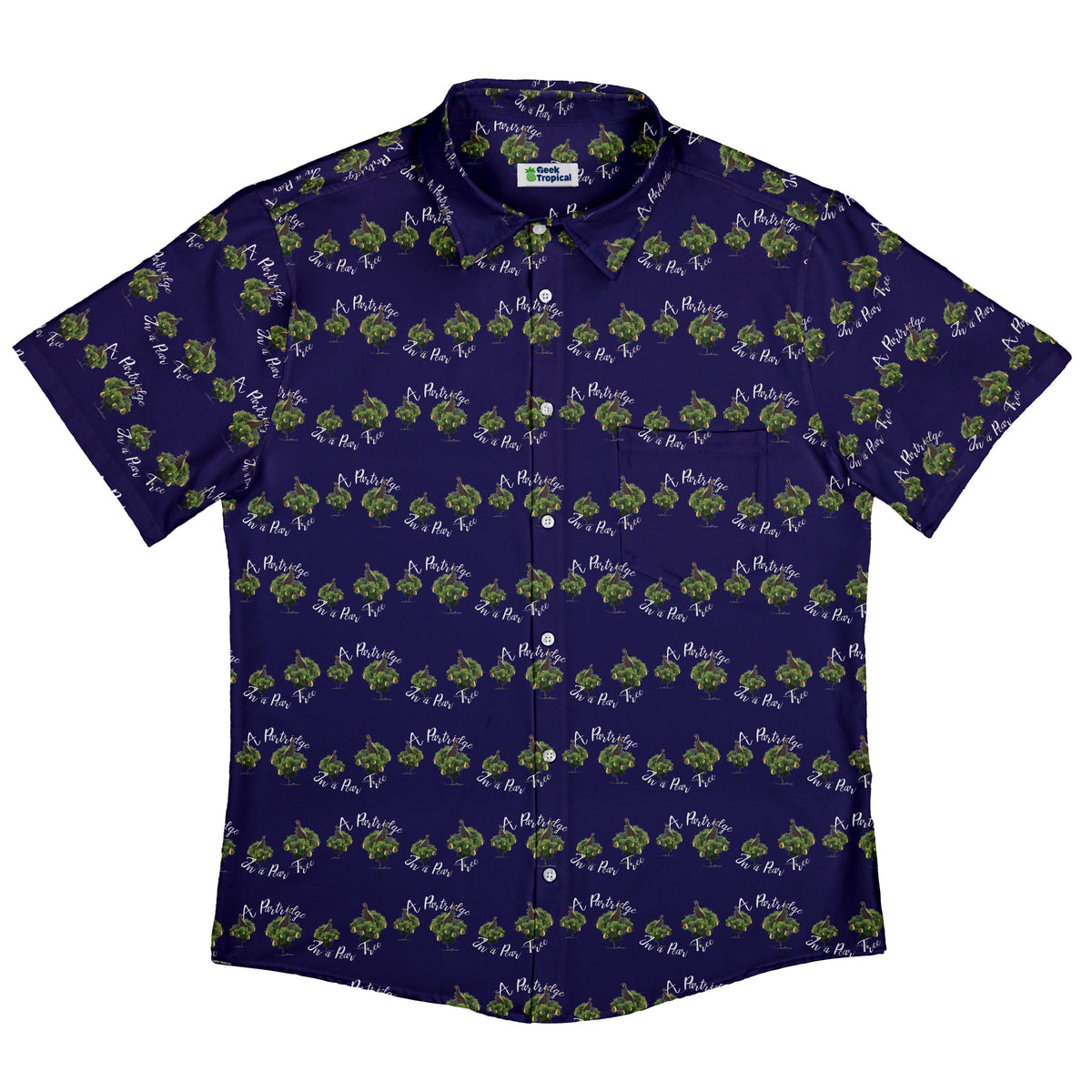 Partridge in a Pear Tree Button Up Shirt Flat Front