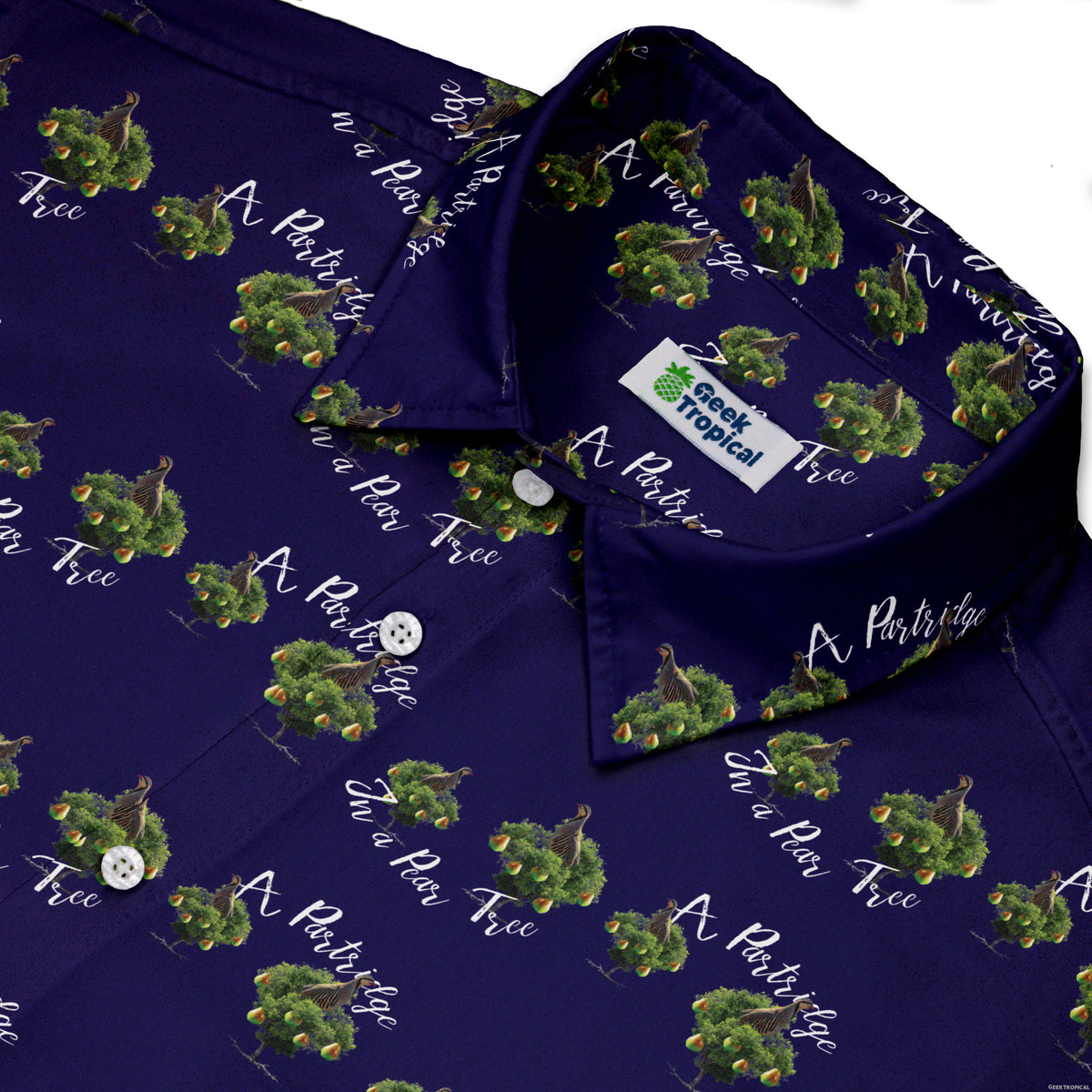 Partridge in a Pear Tree Button Up Shirt Neck