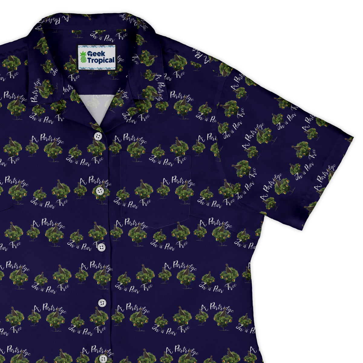 Partridge in a Pear Tree Curvy Button Up Shirt womens top right