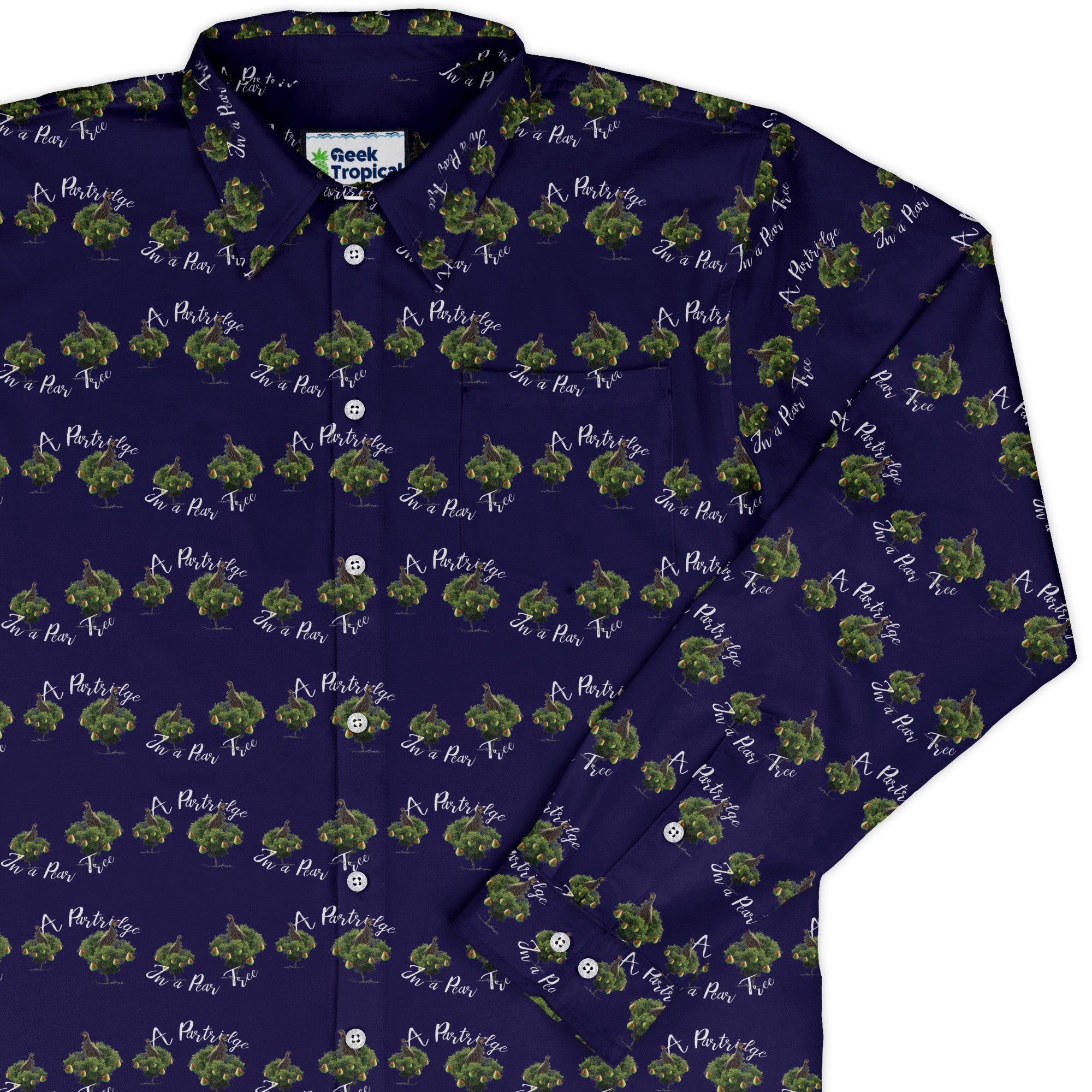 Partridge in a Pear Tree Long Sleeve Button Up Shirt cover
