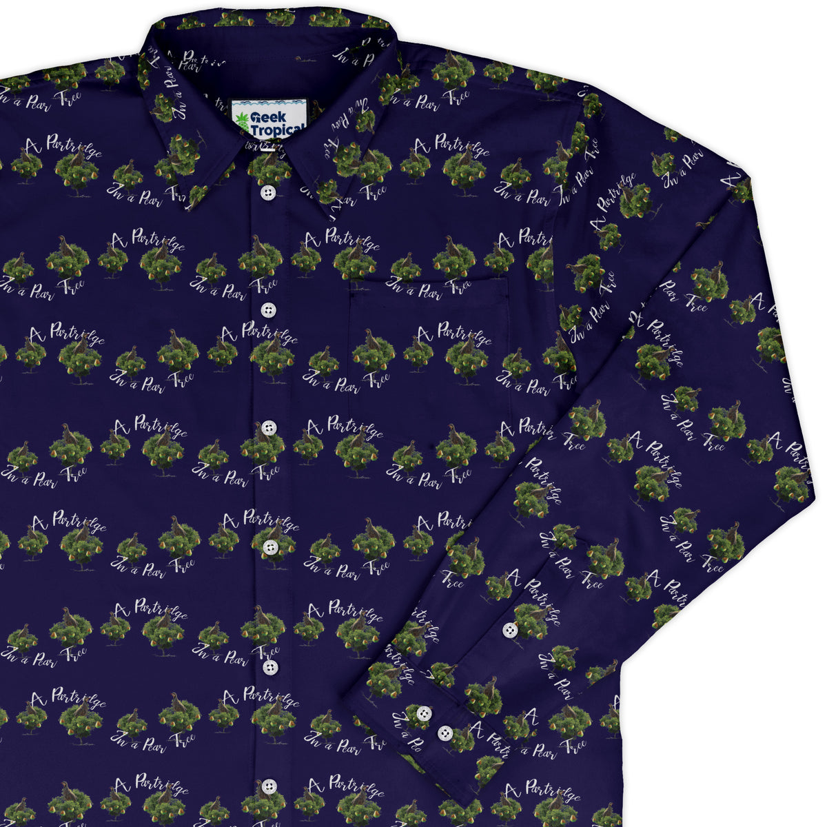 Partridge in a Pear Tree Long Sleeve Button Up Shirt cover