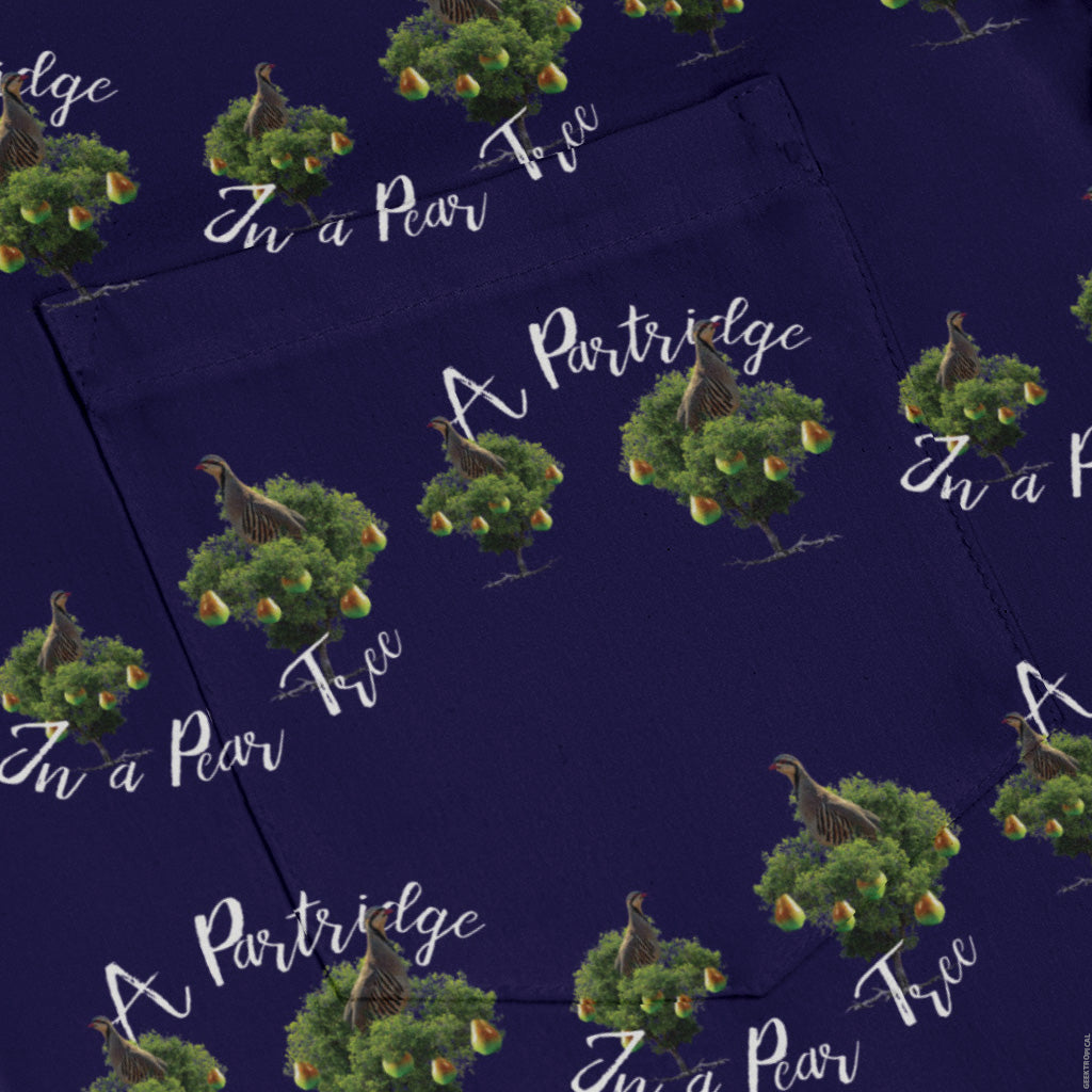 Partridge in a Pear Tree Long Sleeve Button Up Shirt pocket