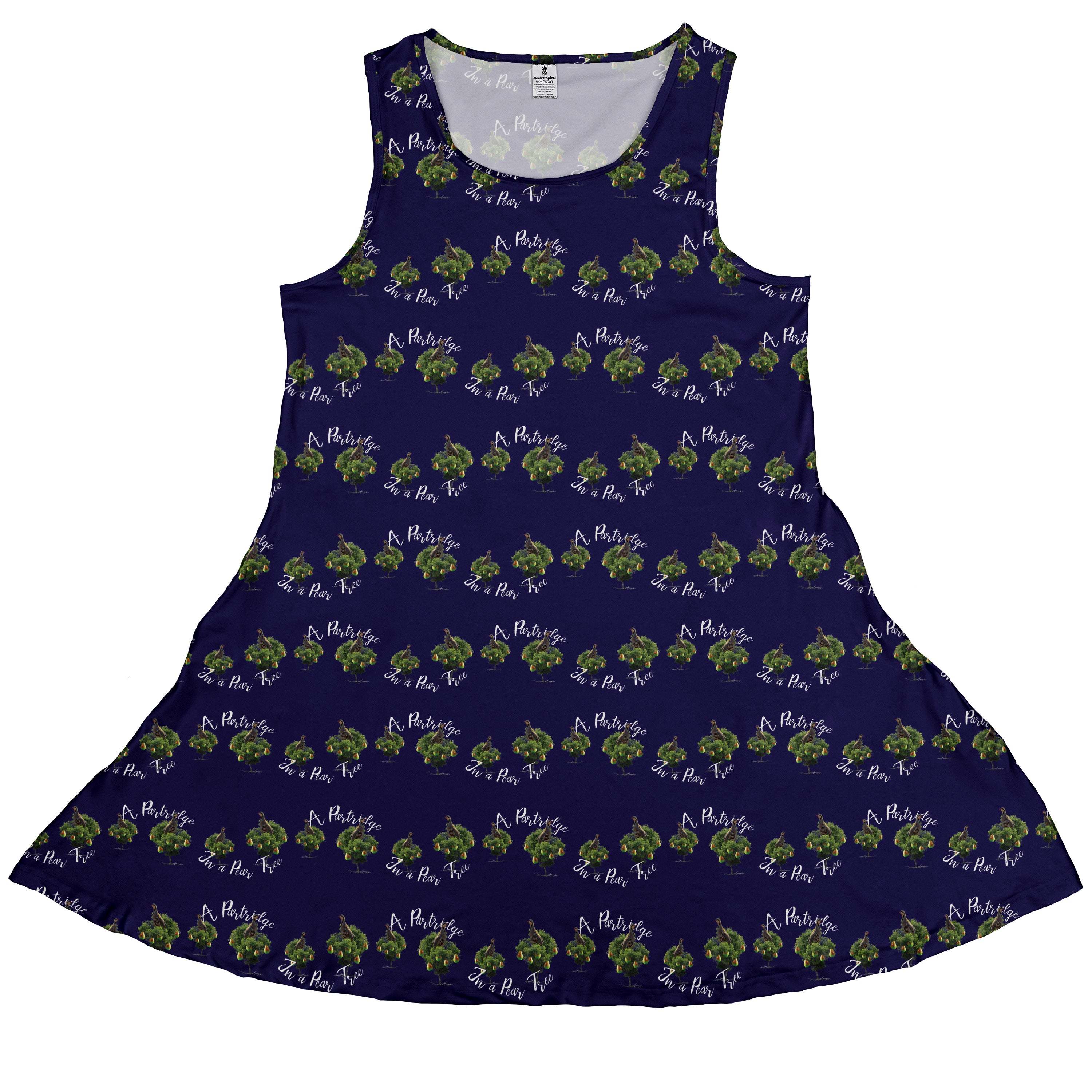 Partridge in a Pear Tree Sleeveless Dress front