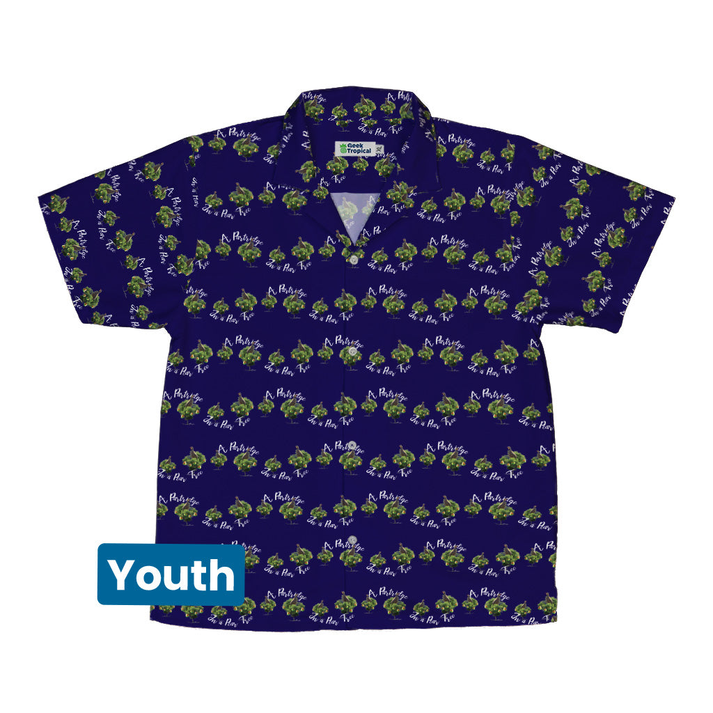 Partridge in a Pear Tree Youth Hawaiian Shirt Front