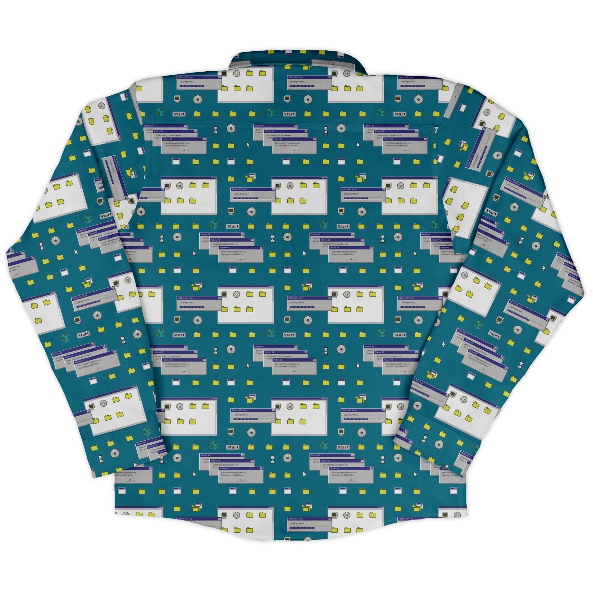 Pattern98 Long Sleeve Button Up Shirt Geek Nerd adult sizing computer print Design by Claire Murphy