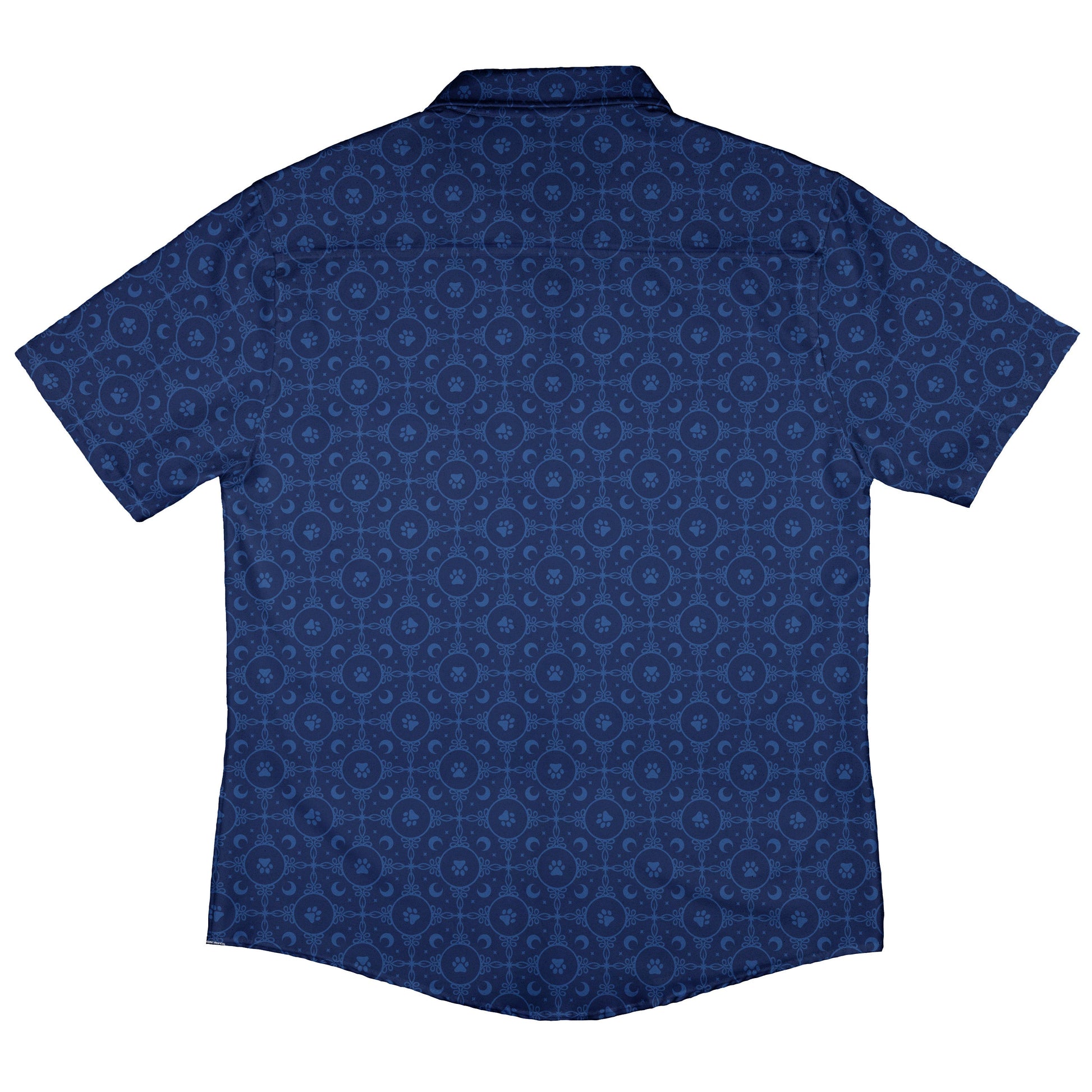 Paw Print Mandala Blue Button Up Shirt Back
