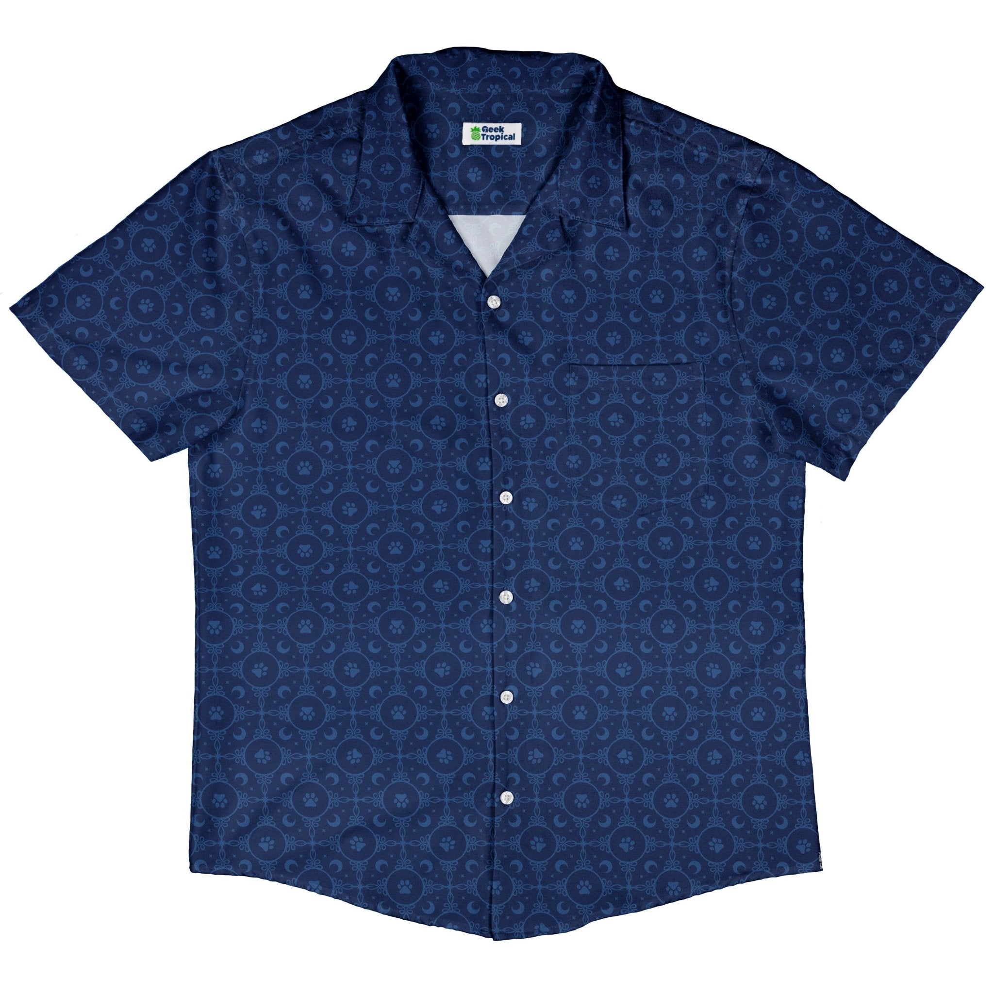 Paw Print Mandala Blue Button Up Shirt 5
