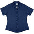 Paw Print Mandala Blue Curvy Button Up Shirt womens front