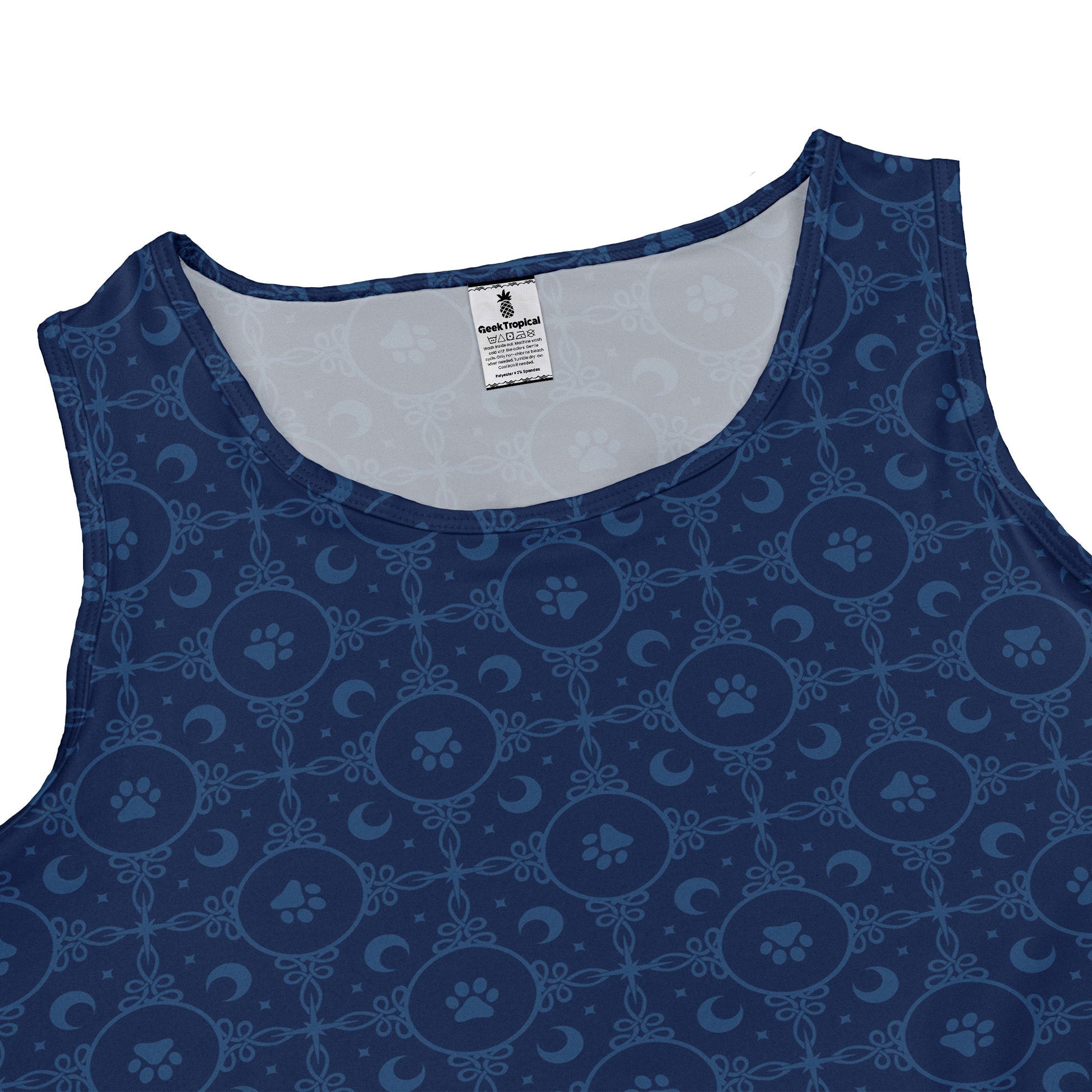Paw Print Mandala Blue Sleeveless Dress close front