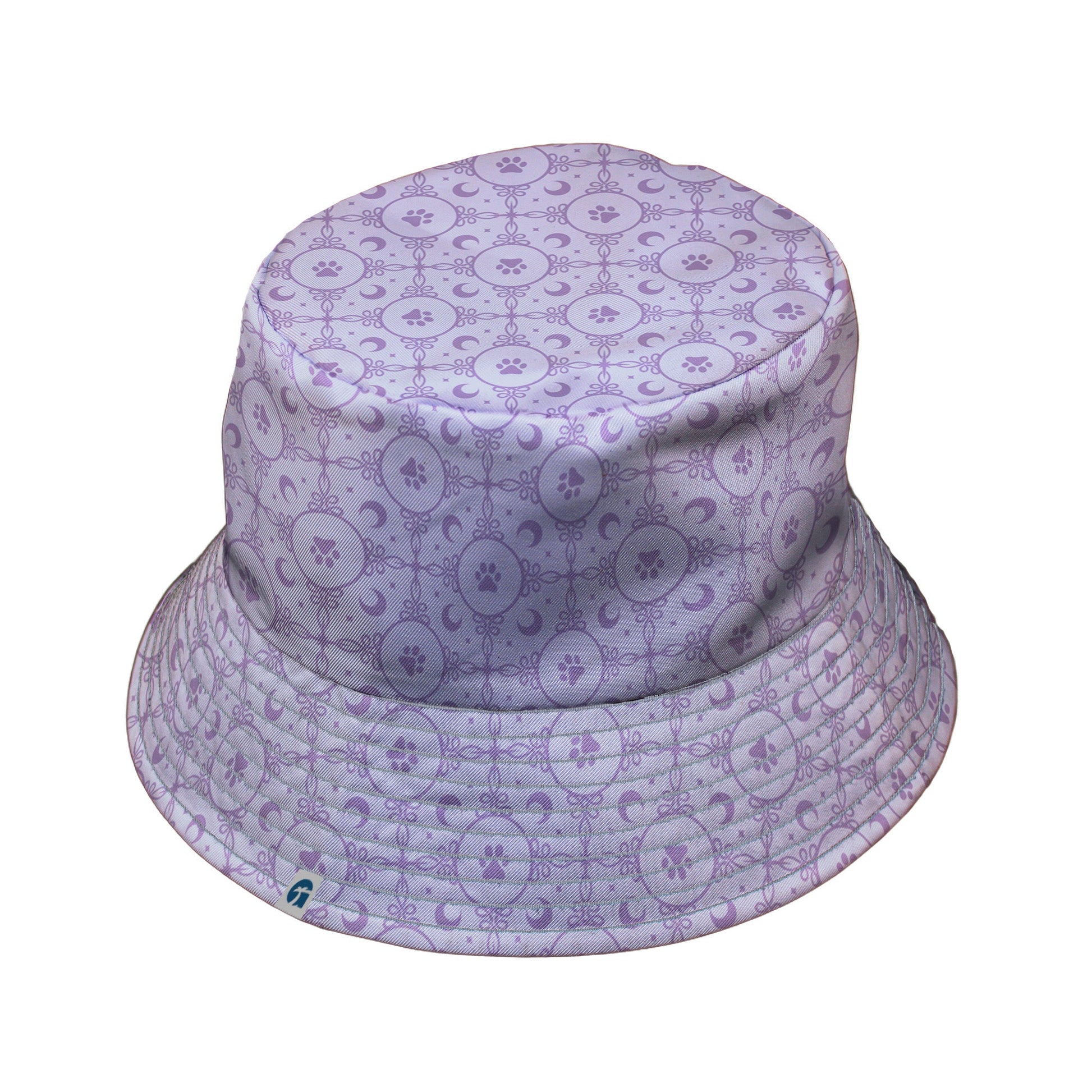 Paw Print Mandala Lilac Bucket Hat Gray Stitching