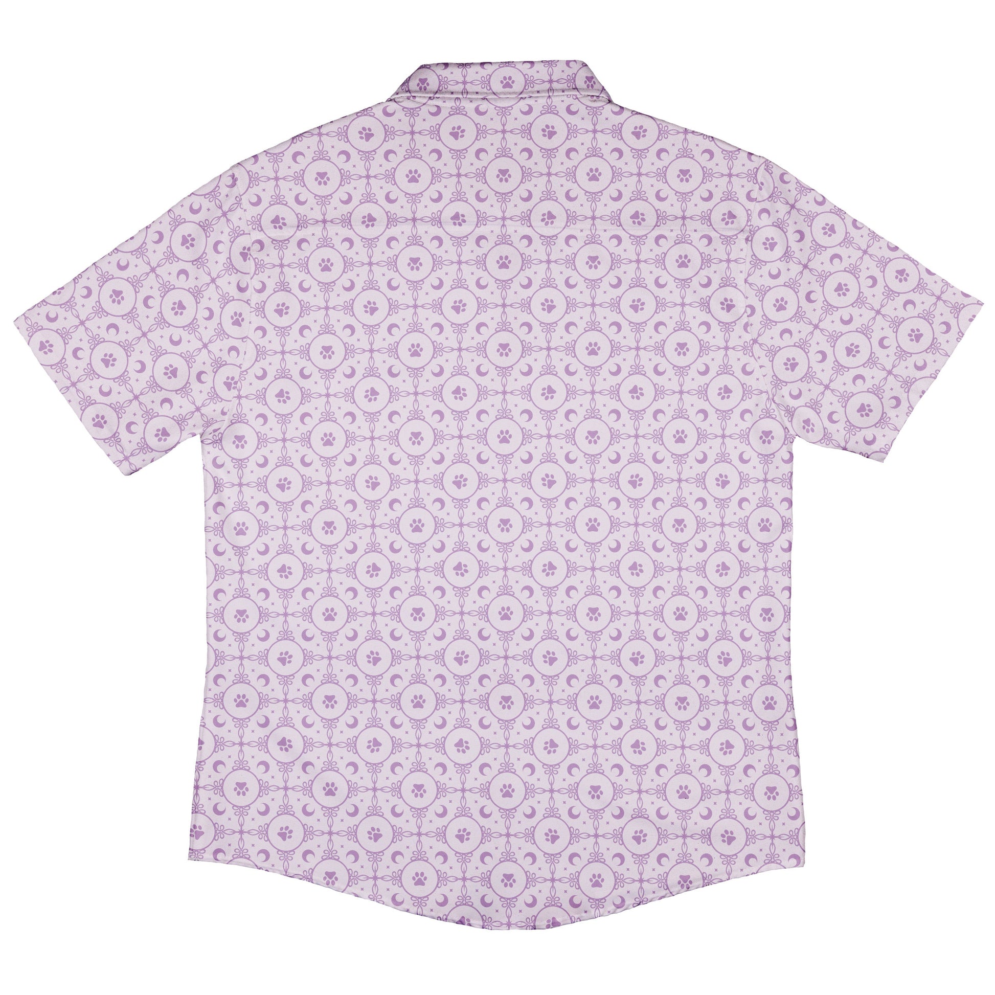 Paw Print Mandala Lilac Button Up Shirt Back