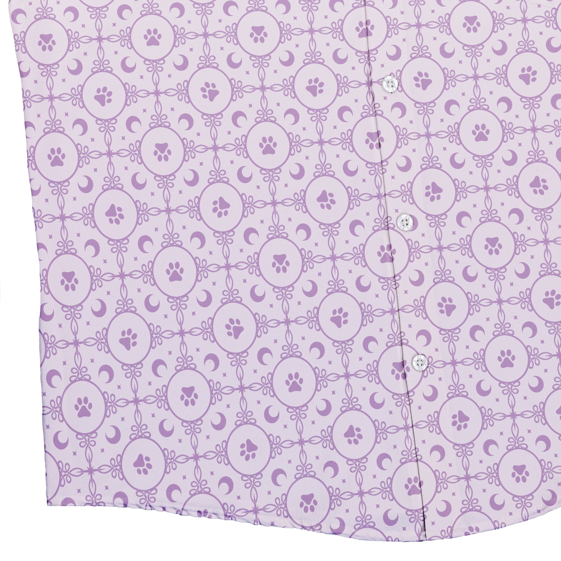Paw Print Mandala Lilac Button Up Shirt Bottom Corner