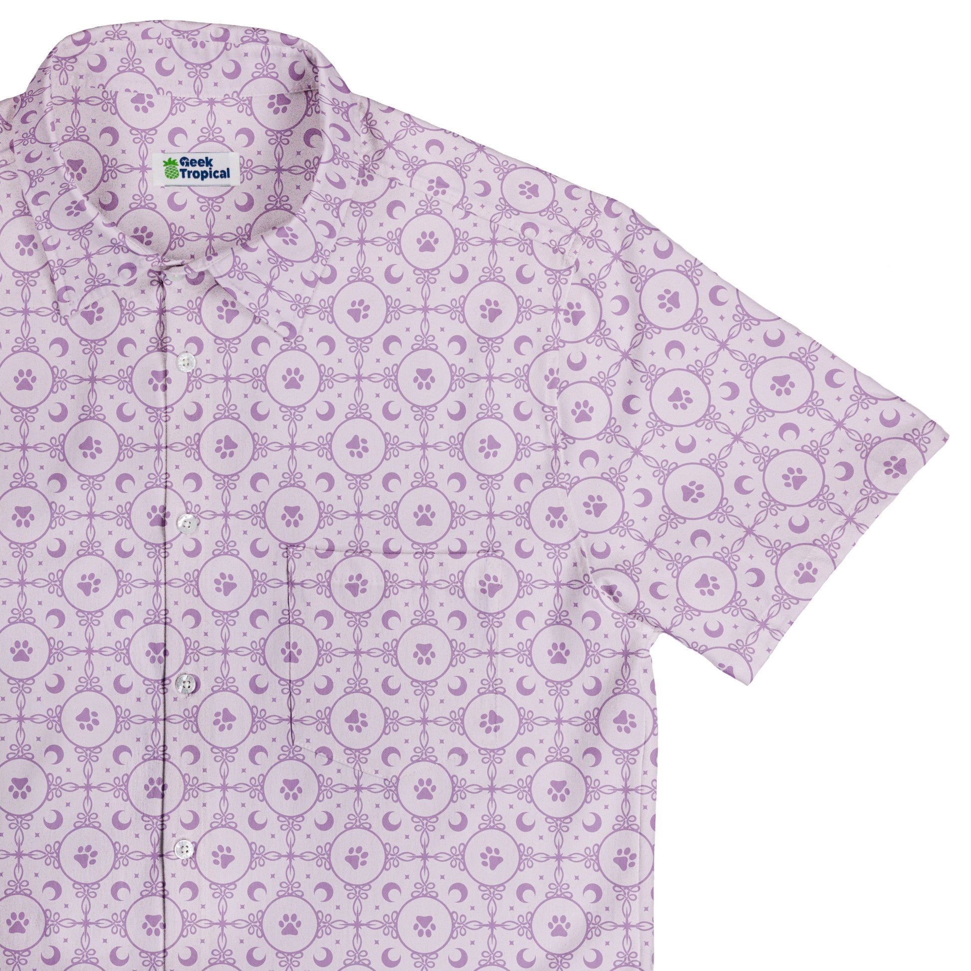 Paw Print Mandala Lilac Button Up Shirt Top Corner