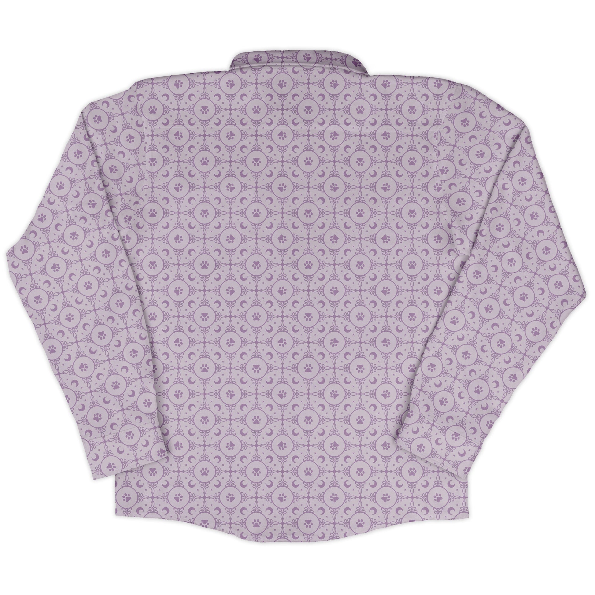Paw Print Mandala Lilac Long Sleeve Button Up Shirt back