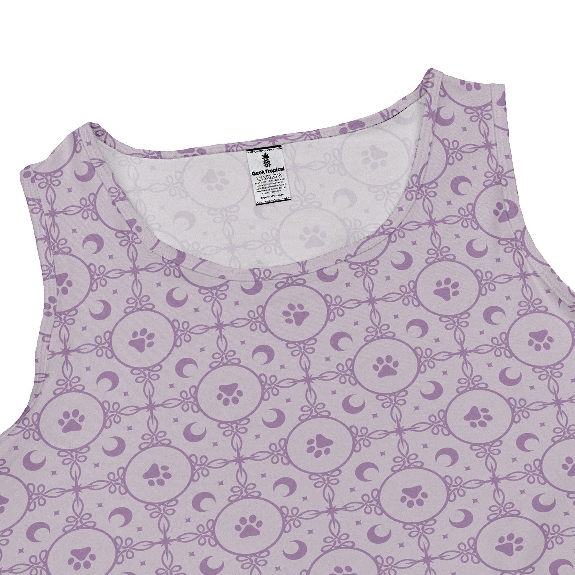 Paw Print Mandala Lilac Sleeveless Dress close front