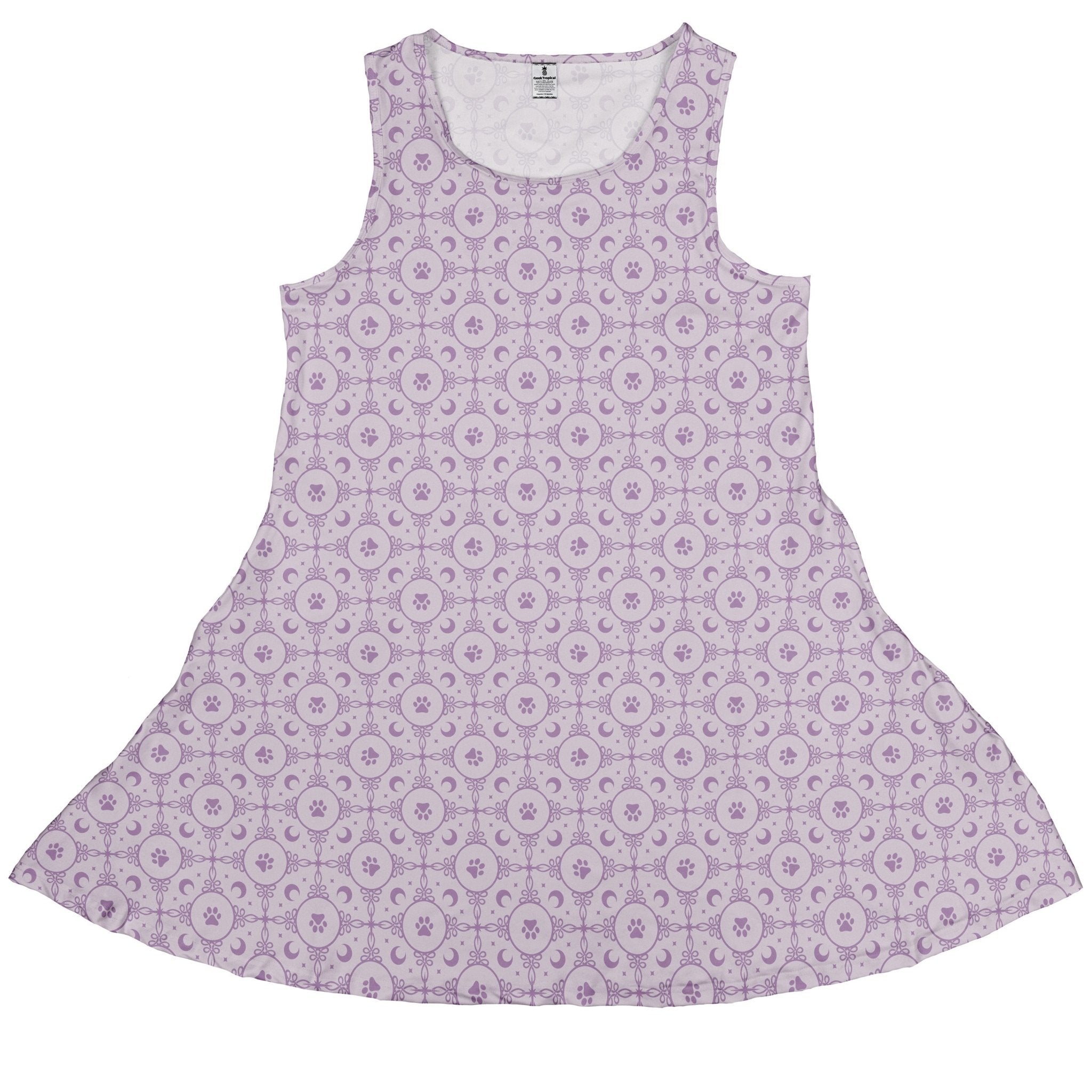 Paw Print Mandala Lilac Sleeveless Dress 1