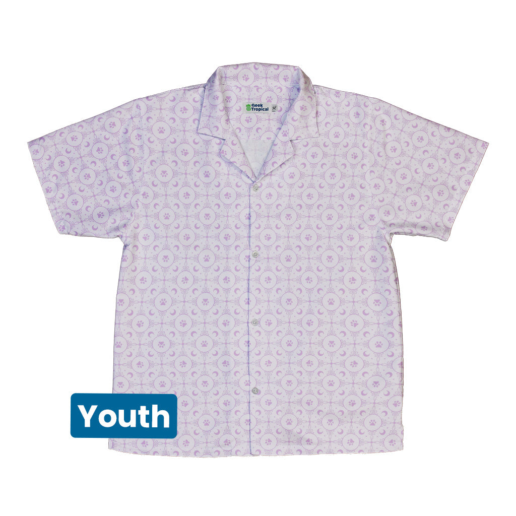 Paw Print Mandala Lilac Youth Hawaiian Shirt Front