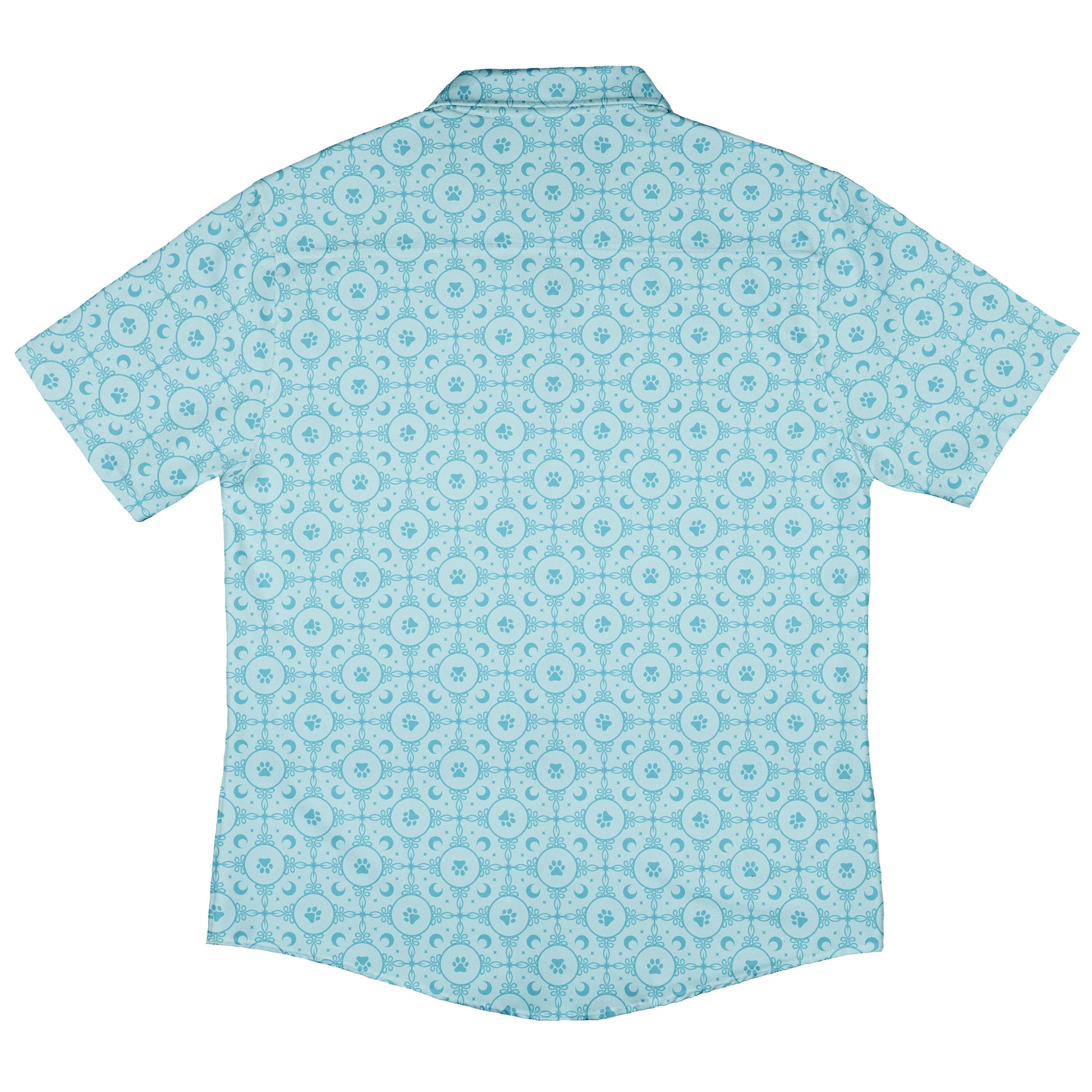 Paw Print Mandala Teal Button Up Shirt Back