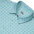 Paw Print Mandala Teal Button Up Shirt Neck