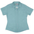 Paw Print Mandala Teal Curvy Button Up Shirt womens front