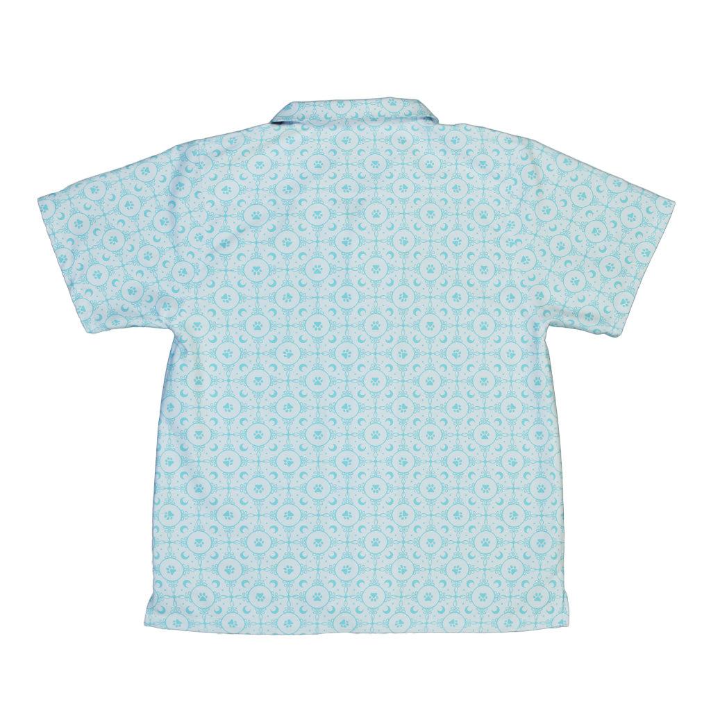 Paw Print Mandala Teal Youth Hawaiian Shirt Back