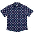 Paw Print Polka Dots Blue Button Up Shirt Flat Front