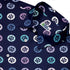 Paw Print Polka Dots Blue Button Up Shirt Neck
