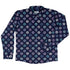 Paw Print Polka Dots Blue Long Sleeve Button Up Shirt front